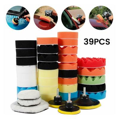 China 39 Pcs 5 Inch Car Polishing Sponges Buffing Sponge Pads For Car Sanding Polishing Waxing for sale