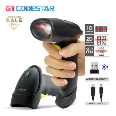 China Manual Warehouse Industry Scanning Wireless Scanners Reader ABS+PVC+PC GTCODESTAR Supermarket Inventory BT 1D 2D Qr Code Scanner for sale