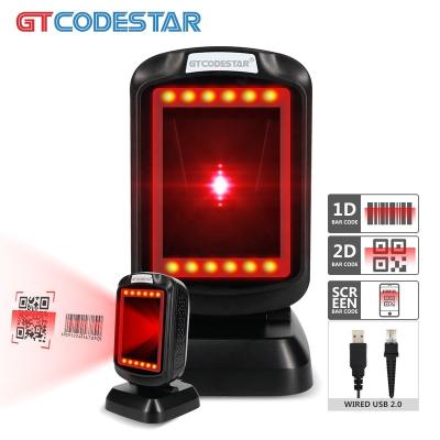 China Supermarket Supplier GTCODESTAR China 2D QR PDF417 High Quality Scan 1D Platform Barcode Reader Desktop Barcode Scanner For Supermarket for sale