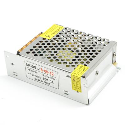 China Industrial CCTV Camera BZX 12V5A 60W LED Power Supply DC Transformador Safety LED Changeover Driver for sale