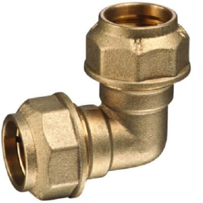 China Water Pipe System 90 Degree Double Elbow Compression Plug In Brass For PE Pipe for sale