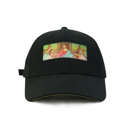 China High Quality Embroidery JOINT The Last Supper Patch Wholesale Baseball Cap Metal Buckle Black 6 Panel Dad Hat for sale