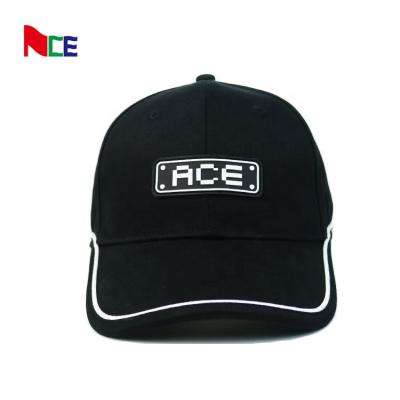 China JOINT New Design Custom Plain Black Hat Men Sport Patch Baseball Cap Rubber Cotton for sale