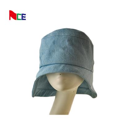 China Custom Image CÆ Women Blue Plain Denim Bucket Hat Lattice Sun Hat Neck Shade Flapper Hat Hat for sale