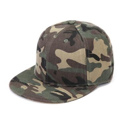 China Factory 100% Camouflage Custom 3D Wool-acrylic Snapback Embroidery 100% Camouflage Logo Flat Brim Hat For Sport Watching Event for sale