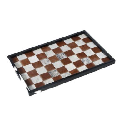 China Small D modern luxury restaurant with checkered chessboard horse hair tray for sale