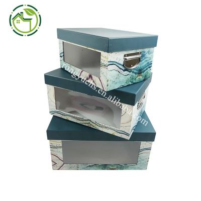 China Custom Viable Rectangle PVC Window Storage Container With Handle Cardboard Organizer Storage Boxes for sale