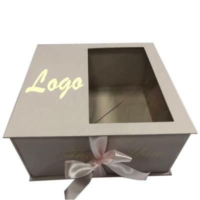 China Recycled Materials Craft Paper Box Flower Custom Wedding Foldable Empty Rose Box With Window Flat Cardboard Gift Packing Box for sale