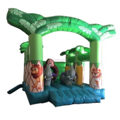 China exterior & New Design Jungle Theme Indoor Room Forest Animals Kids Inflatable Bounce Playground Inflatable Green Jumping Monkey Bounce Rooms For Children for sale