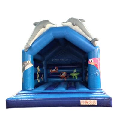 China exterior & Sales Kids Indoor Lovely Cheap Dolphin Bouncy Castle Bouncy Inflatable Playground Bounce House With Dolphins Modelings For Activity for sale