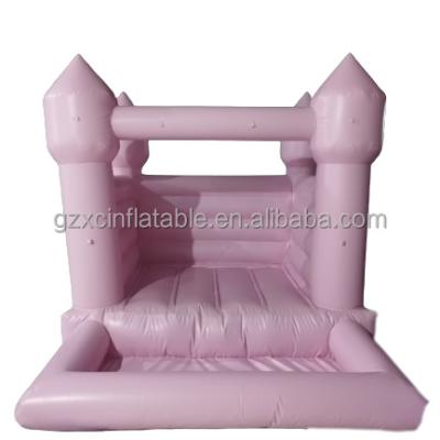 China Best 0.55mm 100% PVC Trapaulin Commercial Grade Pink Bounce House With Ball Pit Inflatable Jumper Bouncy Castle For Kids Birthday Parties for sale