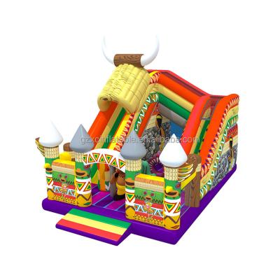 China High Quality PVC Inflatable Bounce House And HighSlide Primitive Tribe Inflatable Fun City For Sale for sale