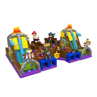 China Wholesale Customization Big Inflatable Funny Pirate Runway Fighter Inflatable Amusement City Park Bouncer Slide With Rise Customize Accepted for sale