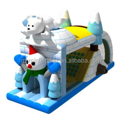 China Newest Winter Theme Snowman Outdoor Animal Penguin Polar Bear Entertainment Inflatable Castle With Slide Obstacle Course For Event for sale