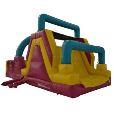 China Popular Outdoor Entertainment Obstacle Course Cheap Red Inflatable Castle With Slide Obstacle Course Games For Entertainment for sale