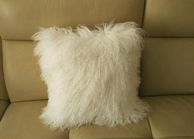 China Long Haired White Fluffy Cushion Covers Comfortable Soft With Tibetan Lamb Fur for sale