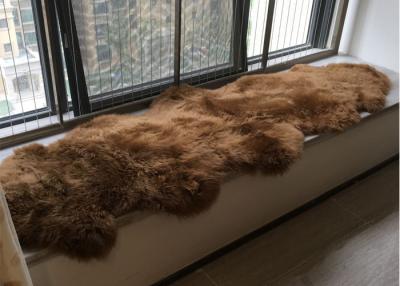 China Real Australia Sheepskin 2 pelt sheepskin double Runners Home Brown Dyed Carpet for sale