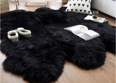 China Australian Sheepskin Rug Sheepskin Collection Genuine Sheepskin Pelt Black Premium Shag Runner (4' x 6') for sale