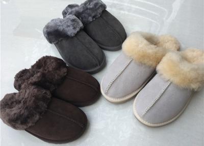 China Double Faced Genuine Sheep Wool Slippers Handmade 35-43 European Sizes for sale