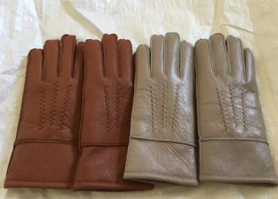 China Luvas da pele de carneiro do Shearling dos homens Windproof, pele grossa mitenes alinhados das luvas de couro  à venda