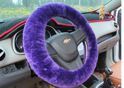 China Real Soft Purple Fur Steering Wheel Cover Comfortable Anti Slip For Hand Sweat for sale