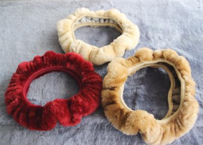 China Cute Girly Car Steering Wheel Covers , Winter Real Fur Steering Wheel Cover  for sale