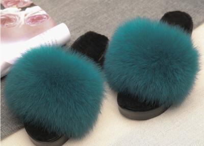 China Van de de Pluche Echte Vos van de wintervrouwen het Bontpantoffels Antislip met de Rubberzool van EVA Te koop