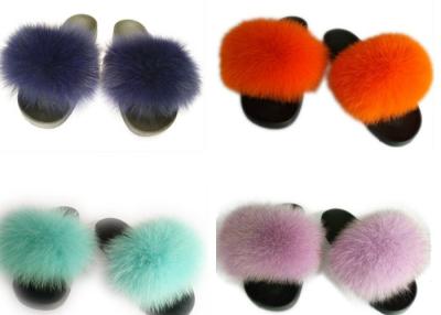 China Long Hair Fluffy Fox House Slippers Rubber Sole Soft Comfortable For Women for sale