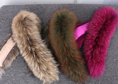 China Raccoon fur collar Luxury Real Long Raccoon Fur Detachable Collar for Jacket for sale