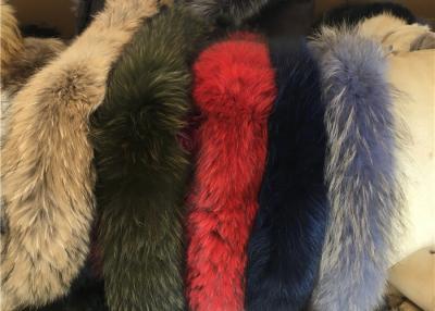 China Raccoon Fur Collar Soft fluffy Smooth Natural Color Large Long Collar Detachable For Winter Jacket for sale