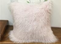 China Home Decorative Cream Mongolian Fur Pillow Comfortable With Long Curly Hair for sale