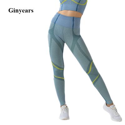 China 2022 Breathable New Fashion Striped Plus Size Yoga Pants Gym Sweat Absorption Breathable Leggings for sale