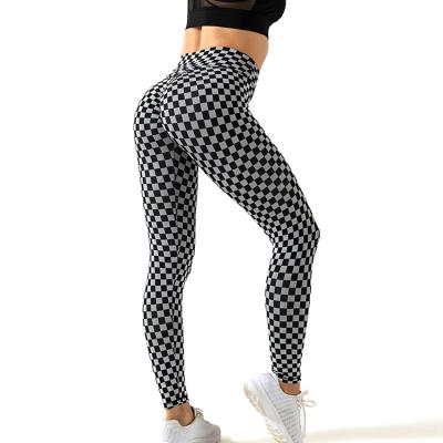 China Plaid Pattern Breathable Fashionable Abdomen And Hips Sweat-absorbent Casual Pants And Quick-drying Yoga Pants Can Be Customized Logo for sale