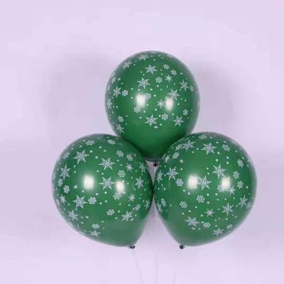 China Hot Selling Gift Toy 10/12 Inch Merry Christmas Green Red Printed Latex Balloon For Christmas Day for sale