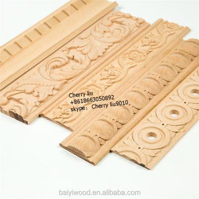 China Widely used for decorative antique furniture hand carved wooden moldings solid beech wood molding for sale