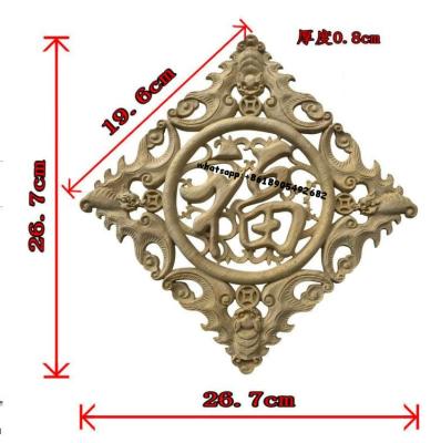 China Traditional Square Decoration Ornaments Solid Wood Carving Wood Onlay for sale