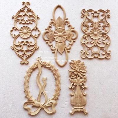 China Decorative Solid Wood Wood Carving Onlays And Onlays Wood Appliques For Furniture for sale