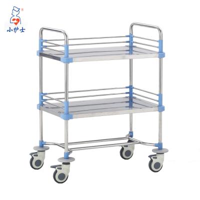 China F-19 Stainless Steel Hospital Stainless Steel Treatment Trolley , Medical Mobile Hand Nursing Trolley for sale