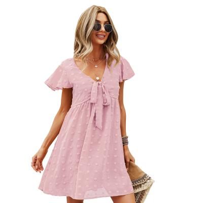 China Anti-Static Ladies Sheath Short Loose Fashion Women's Summer Hair Ball Flight Sleeve Dress The New Big Casual for sale