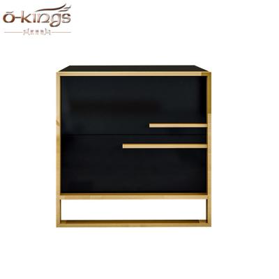 China Modern Color Solid Wood Black Hotel Beside Table for sale