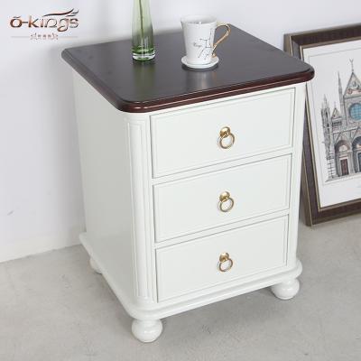 China American solid wood nightstand with drawers slid bedside cabinet / wooden bedside table for sale