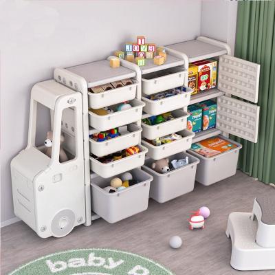 China Custom Plastic Modern Kids Furniture Baby Chest Corner Closet Rack Drawer Toy Storage Kids Movable Plastic Cabinets For Kindergarten Use for sale