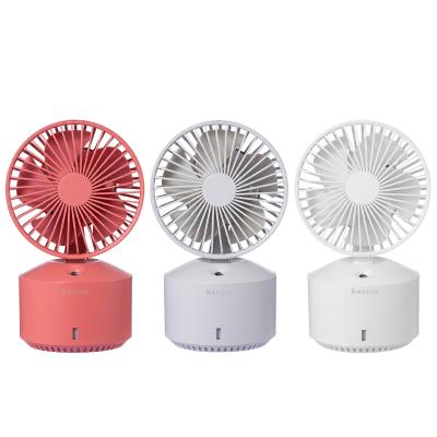 China Kinscoter Fan Light Weight Hotel Rechargeable Air Humidifier Colorful Led Fan Portable Desktop Humidifiers for sale