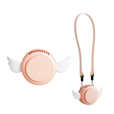 China Hotel Mini Fan Kinscoter New 1200mah Angel Hanging Neck Fan With Cute Portable Outdoor Rechargeable Lanyard For Traveling for sale