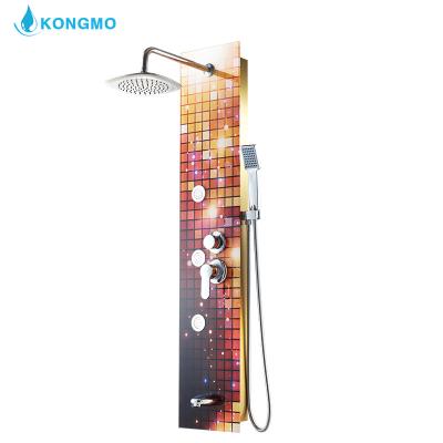 China Without Slide Bar New Design Bathroom Shower Set Glass Body Jets Rain Drop Shower Head Shower Panel for sale