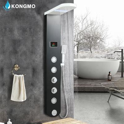 China Without Sliding Bar SS Shower Panel Turn Black With Digital Display for sale