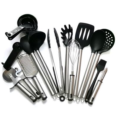 China Sustainable Kitchen Utensils Sets Silicone 23 Pcs Stainless Steel With Stainless Steel Handle Cookware Sets Stainless Steel for sale