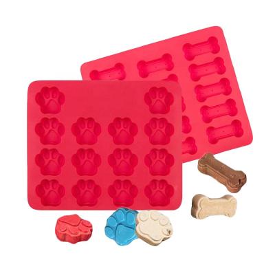 China Viable Dog Paws and Bones Bake Pan Food Grade Silicone Dog Treats Baking Molds for Kids, Pets, Dog-lovers Cookie Cutter for sale