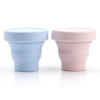 China Custom Viable Collapsible Water Cup Custom Silicone Travel Silicone Folding Camping Cup With Lids for sale