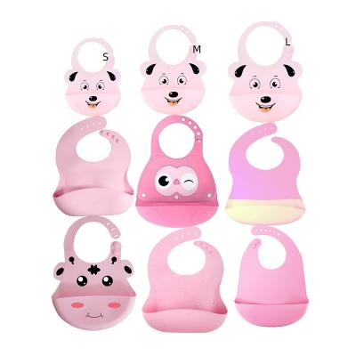 China Antibacterial Custom Pattern Printed Waterproof Silicone Baby Bib With Removable Pouch for sale